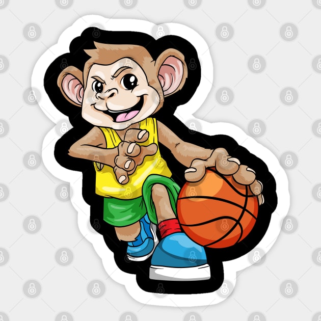 Funny monkey is playing basketball Sticker by Markus Schnabel